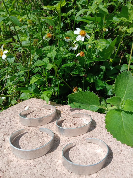 Pure Silver Hammered Cuff Bracelet - Handmade