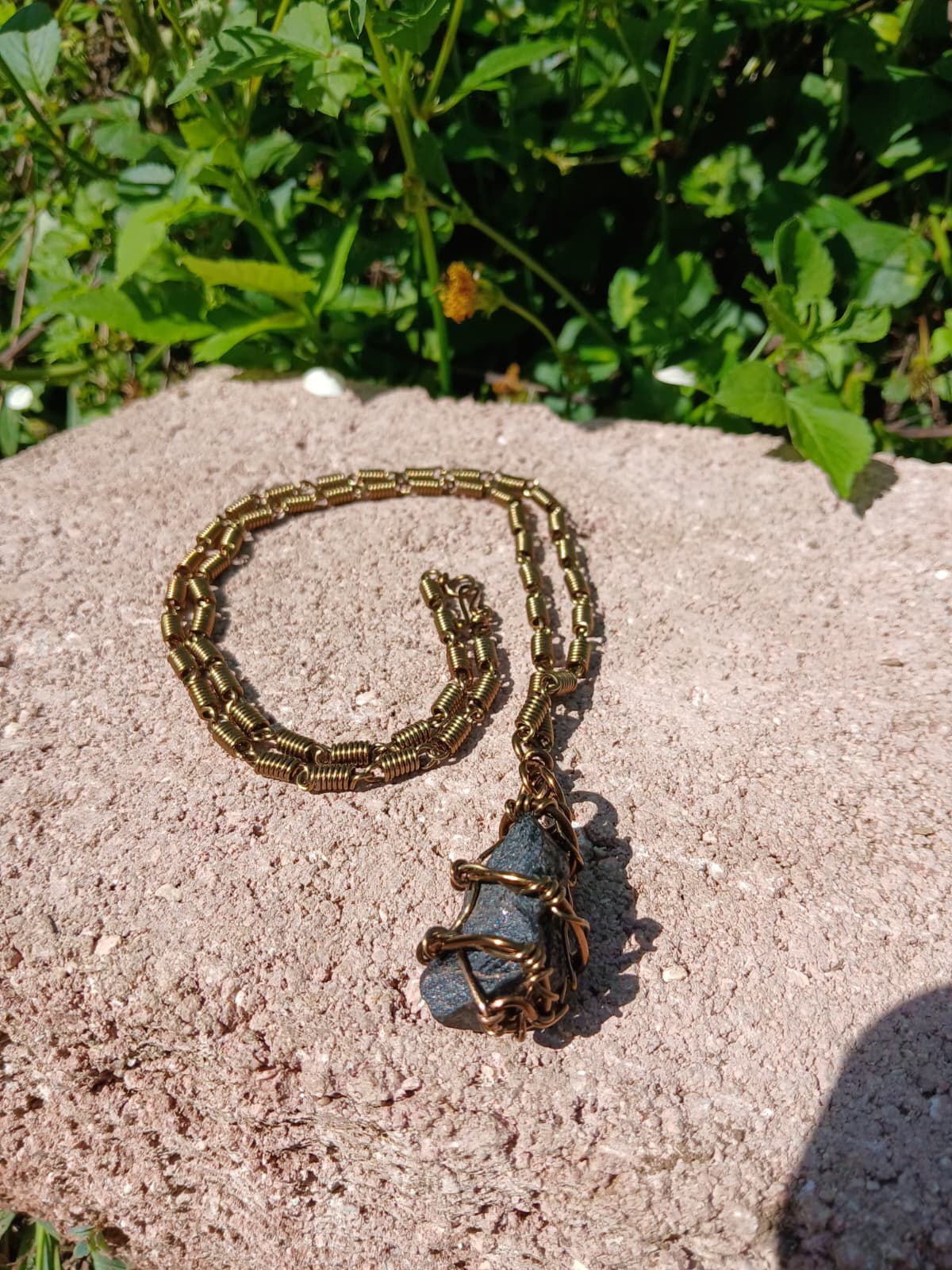 Antique Copper Black Tourmaline Talisman Necklace