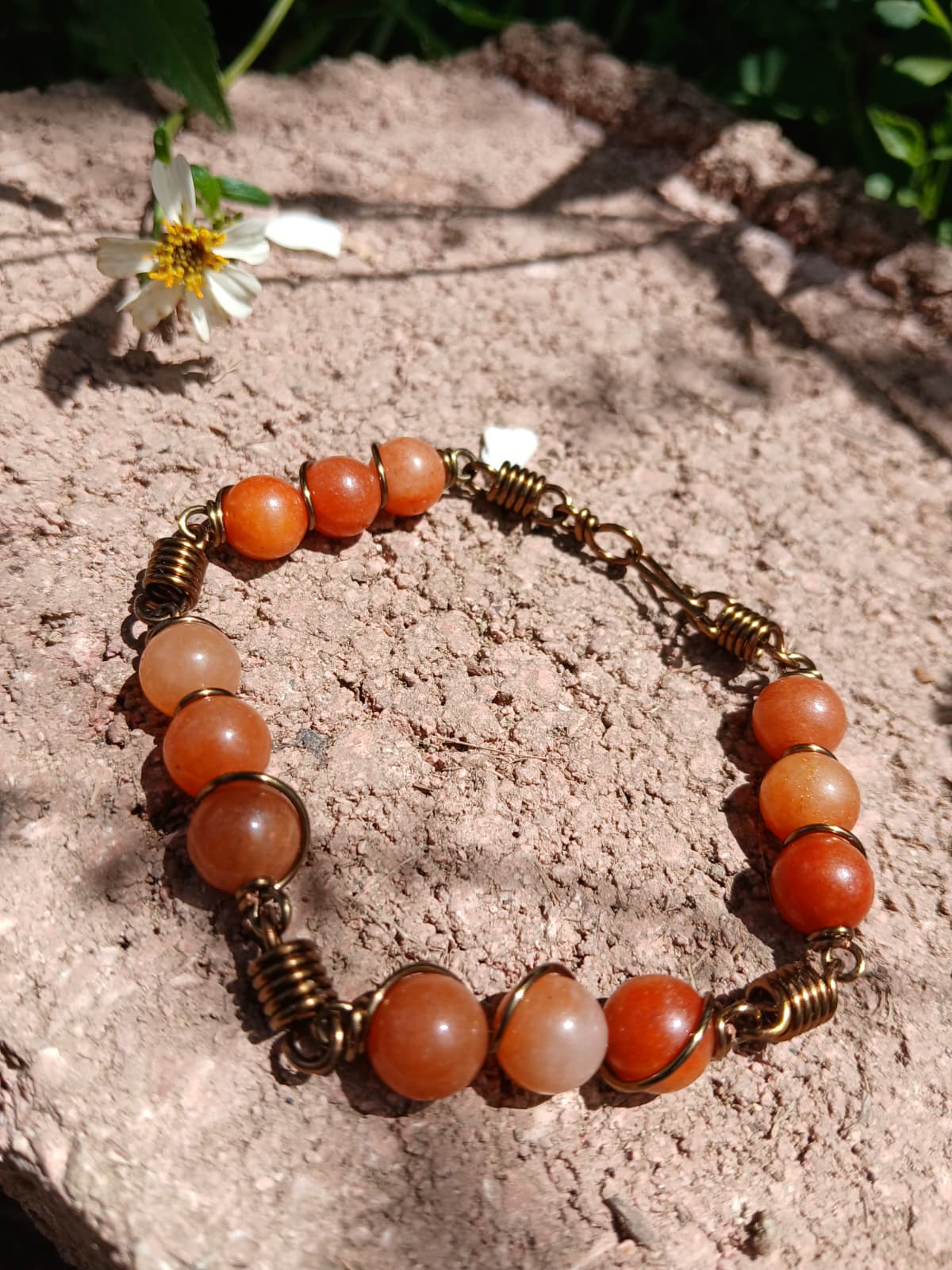 Beaded Precious Stone & Antique Copper Bracelets